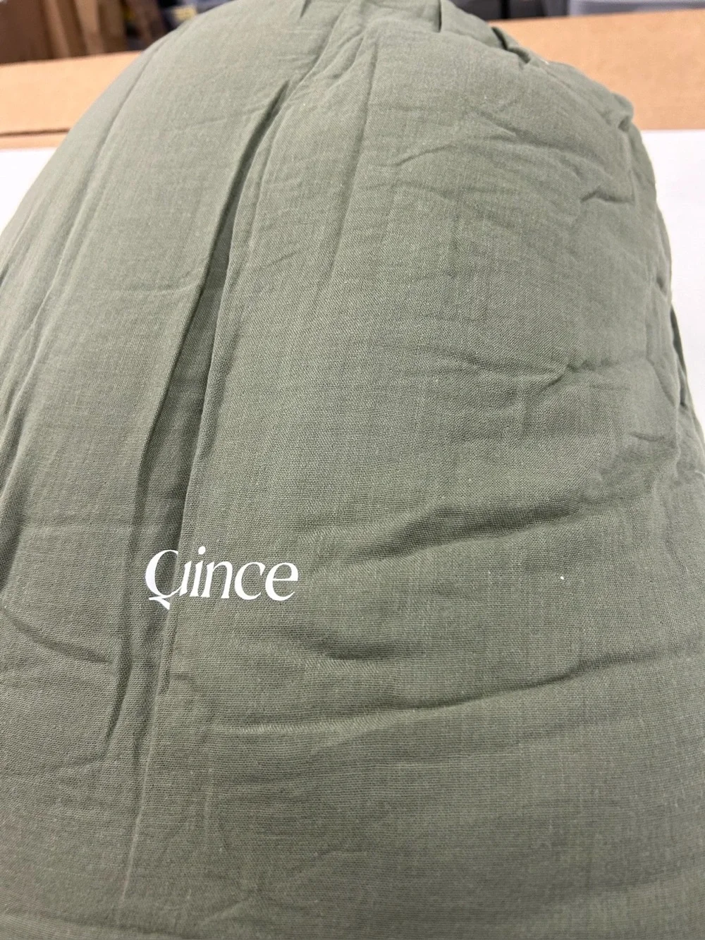 NWT QUINCE Organic Cotton Gauze Box Quilt Full/Queen Olive 6593